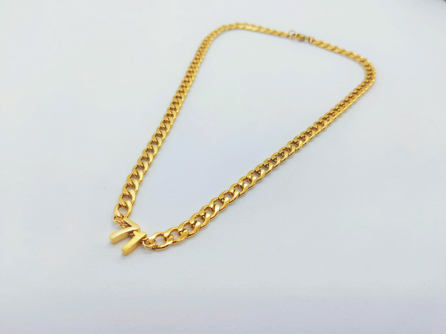 Number Pendant Curb Chain Necklace