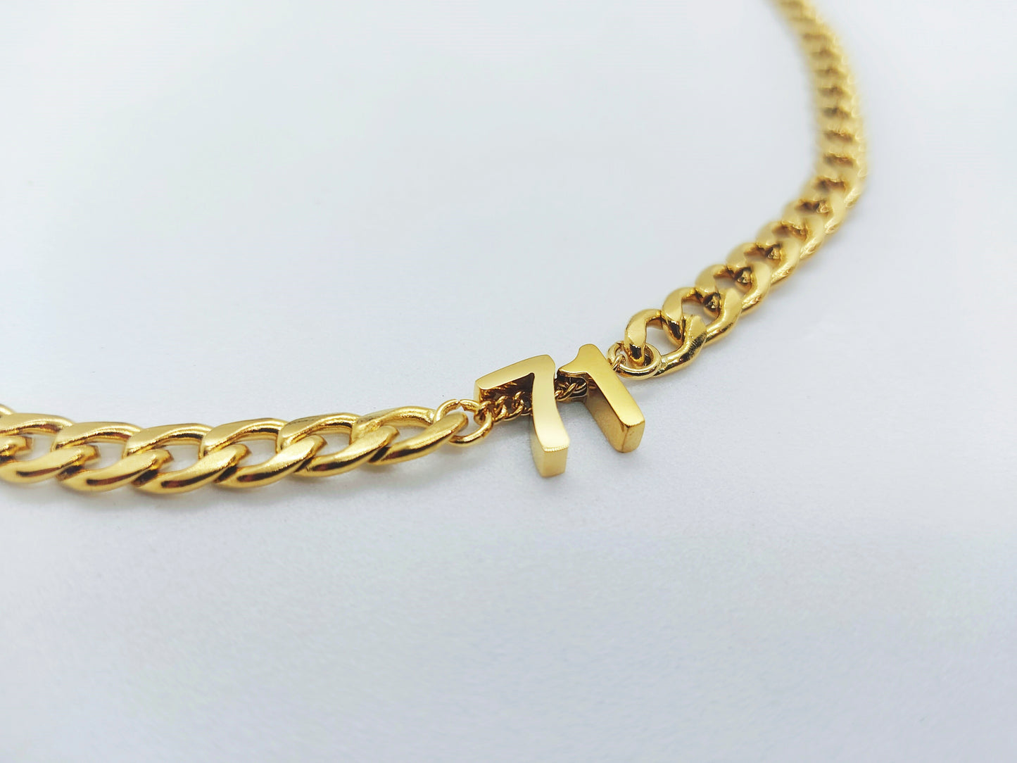 Number Pendant Curb Chain Necklace