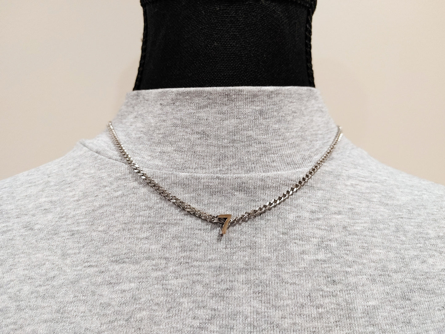 Number Pendant Curb Chain Necklace