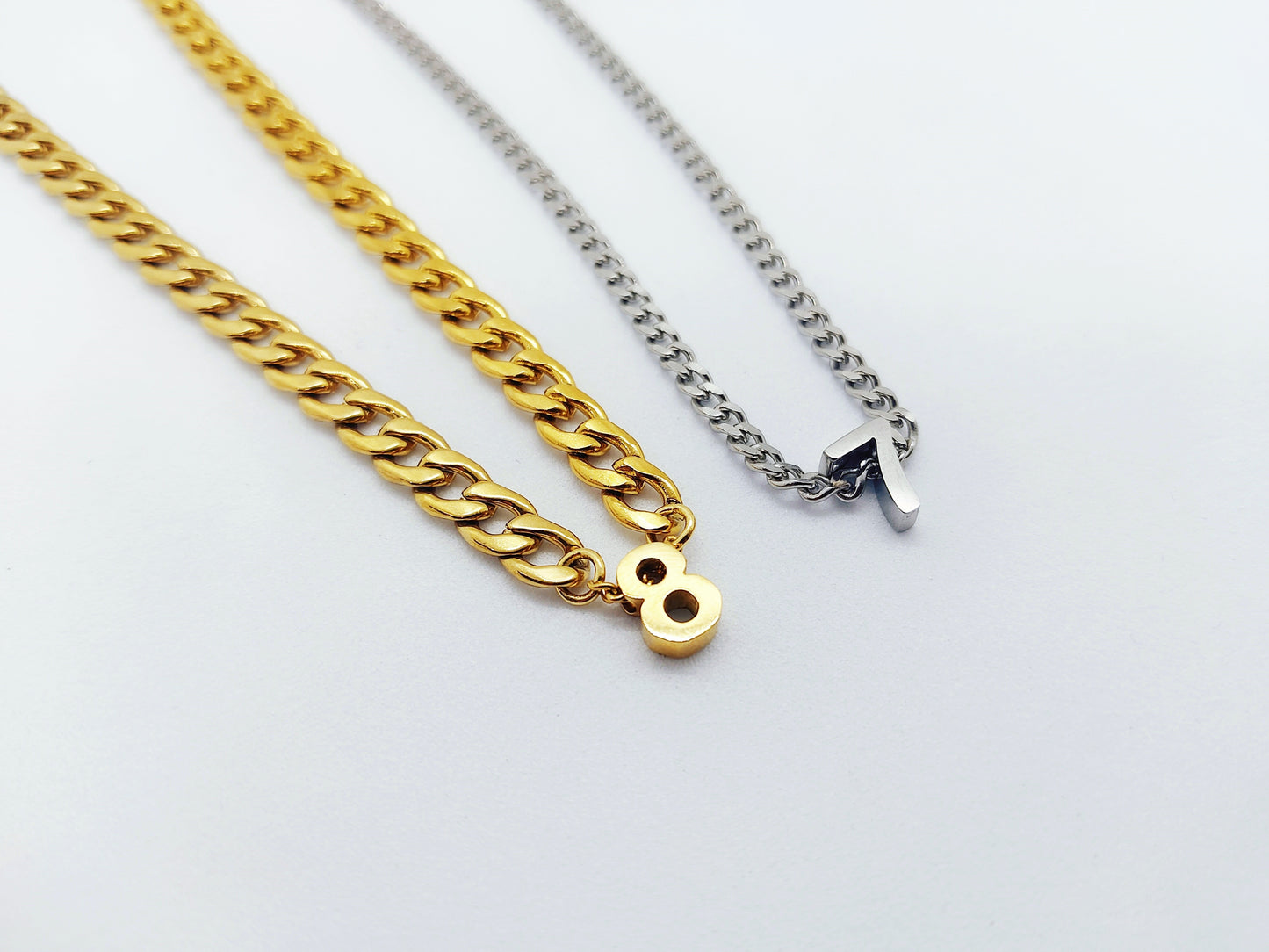 Number Pendant Curb Chain Necklace