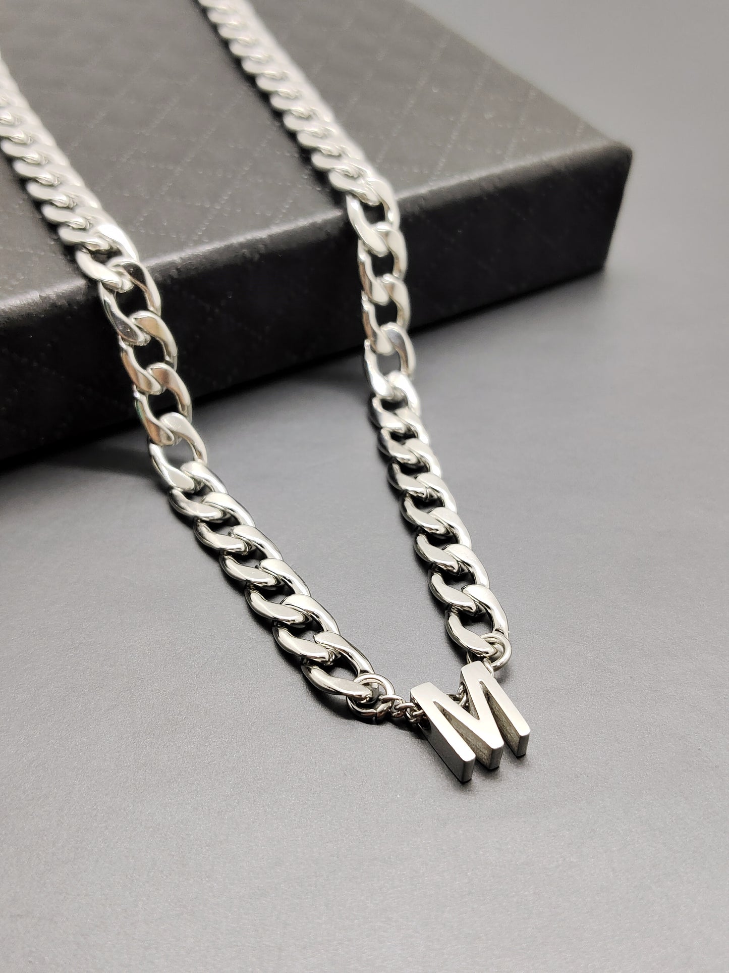 Initial Cuban Link Chain Necklace